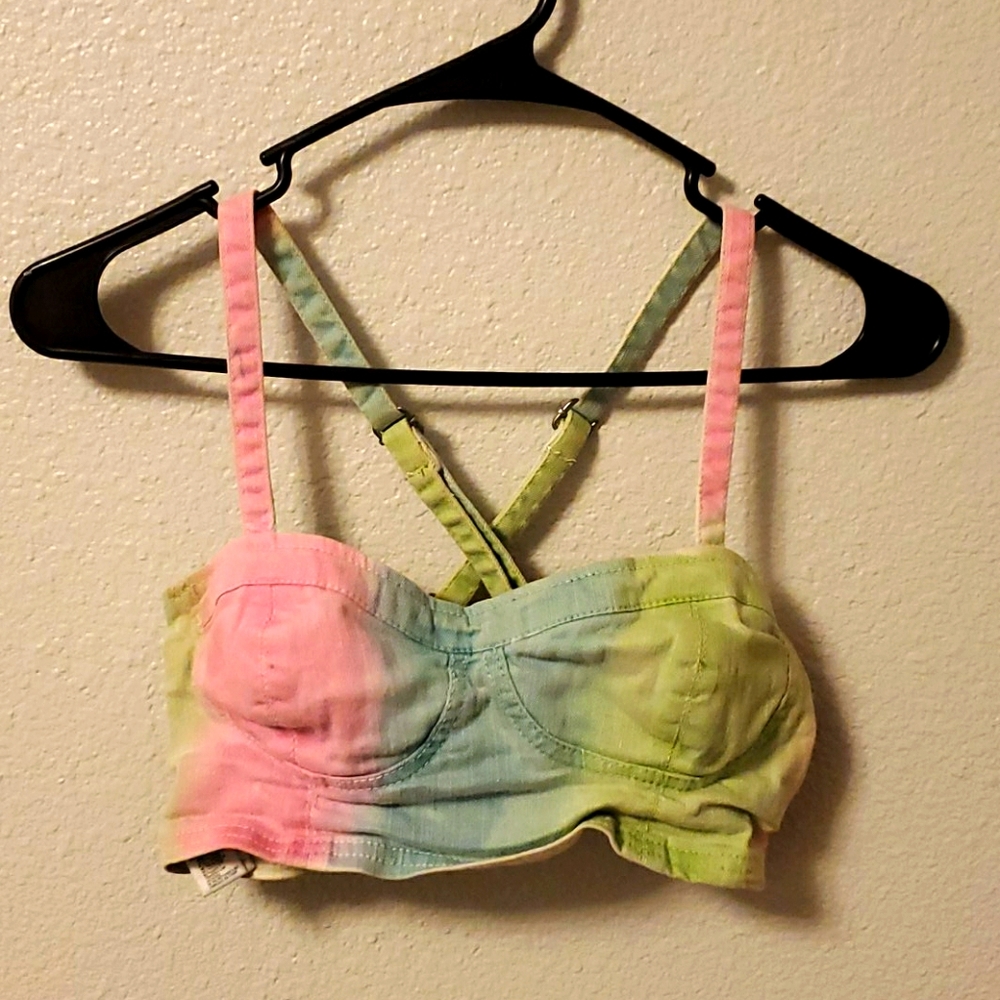 Denim tyedye crop top